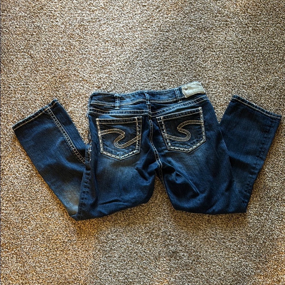 Silver Jeans Suki Blue Denim Jeans with Embroidered Pockets sz 30 EUC